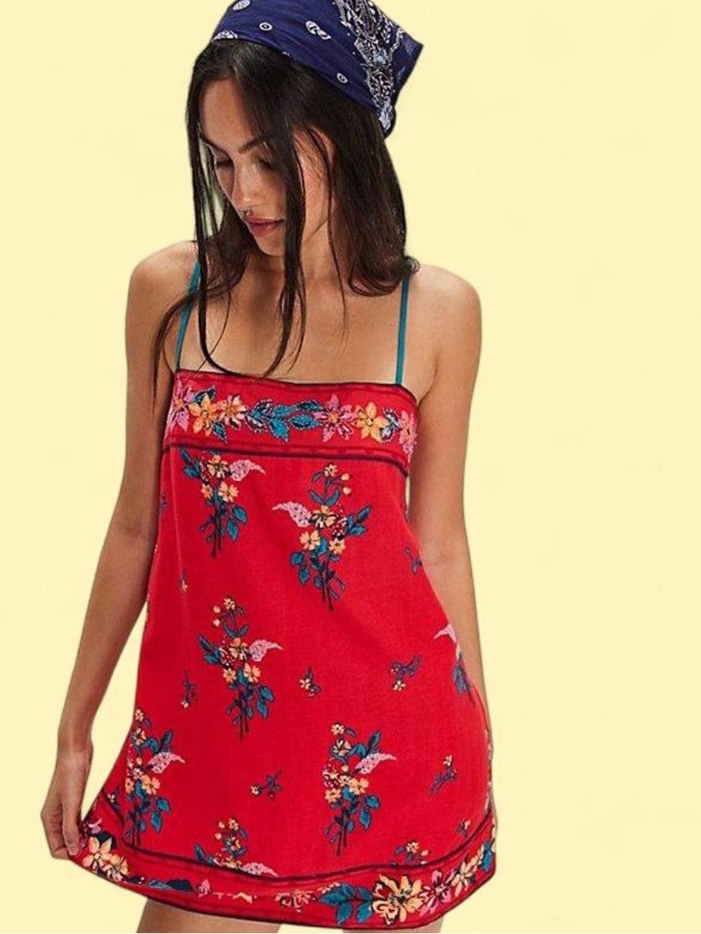 Free People Bali Take Me With You Red Floral Mini Dress